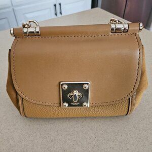 RARE NWOT VINTAGE COACH PEBBLED LEATHER TAN TURNLOCK SHOULDER HANDBAG BAG TOTE